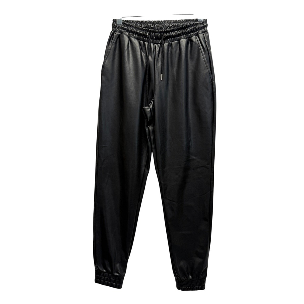 Bagatelle Collections Joggers Faux Leather Elastic Waist X-Small Black Women
